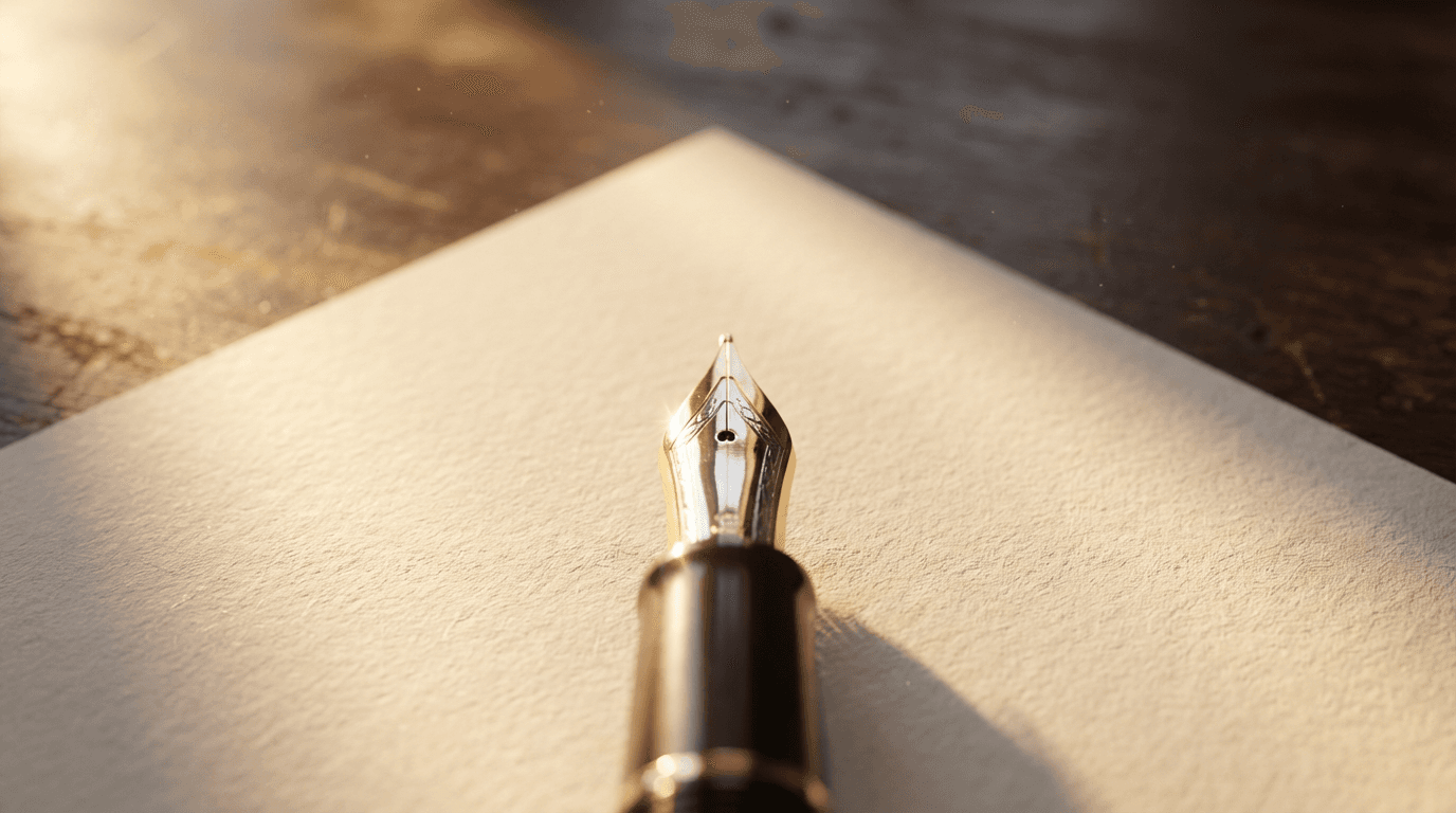 Stylo-plume posé sur une page manuscrite d'analyse financière